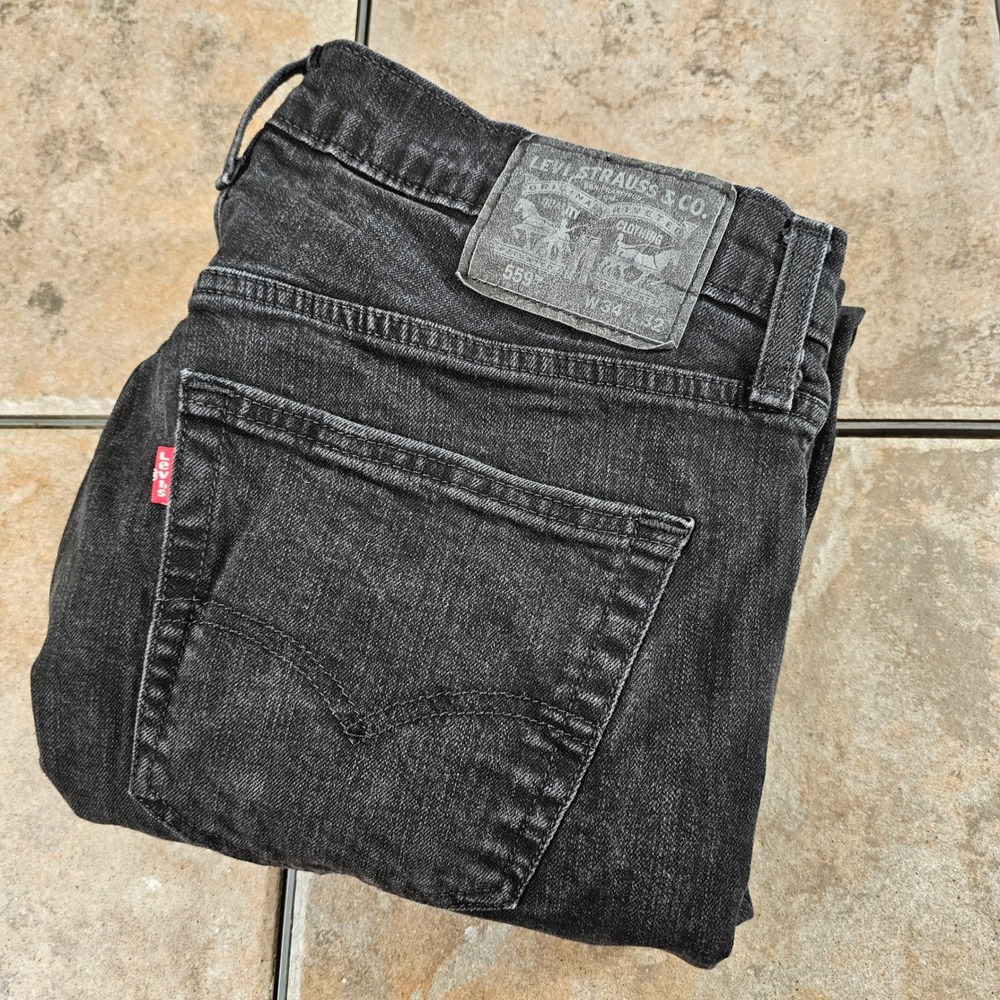 Levi‎ Strauss 559 Relaxed Fit Dark Wash Jeans Mens W34 L32 Black